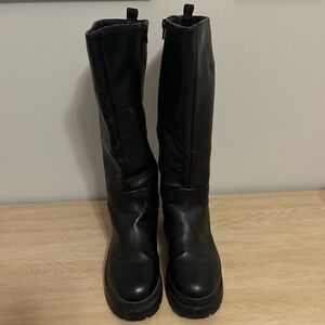ASOS Design Curve Corey Chunky Knee‎ High Boots in Black Trendy Streetwear Style